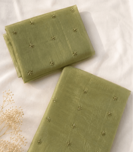 Green Organza Silk Suit for Women