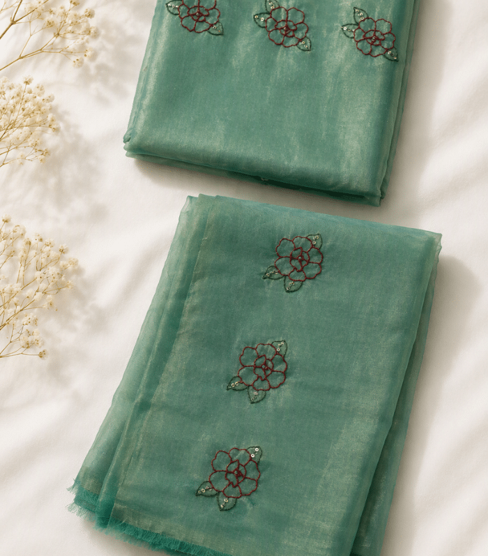 Sea Green Silk Fendy Dress Material
