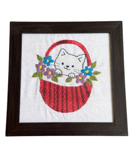 Embroidered Kitten Frame