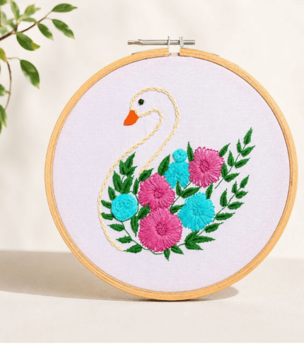 Floral Swan Hoop Frame